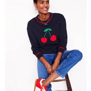 Boden Cherry Cherries Sweatshirt Emi Embroidered Size Small EUC